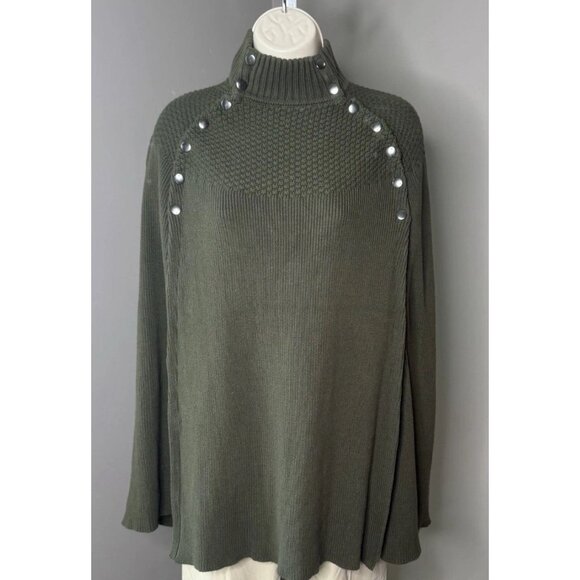 G.I.L.I. got it love it Womens Size Sweater Sz 2XL Cape Poncho Buttons Green - Picture 1 of 13